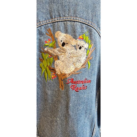Vintage Larrikin Australian‎ Koalas Denim Jean Jacket Womens Medium to Large - Picture 3 of 6